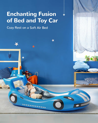 QPAU inflatable bed with hand pump enables quick setup for trips.