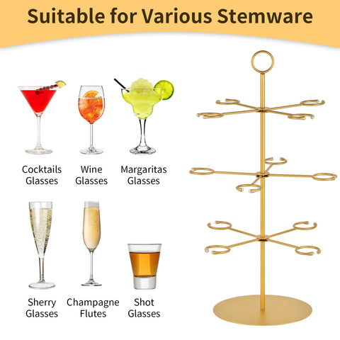 QPIX DIGITAL Sturdy metal construction supports heavy stemware safely.