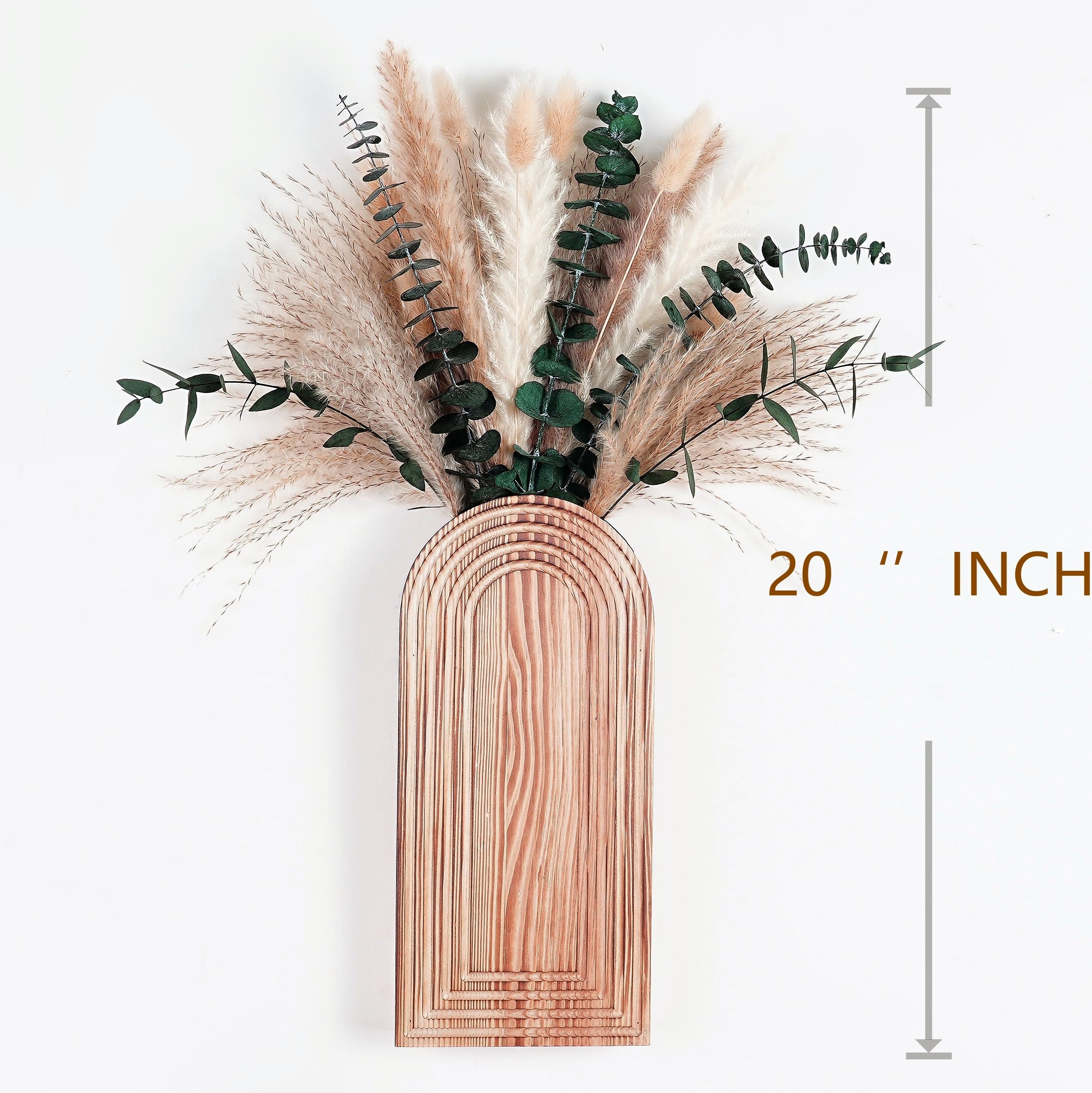 QQBABO pampas grass arrangement in wooden vases for dining areas.
