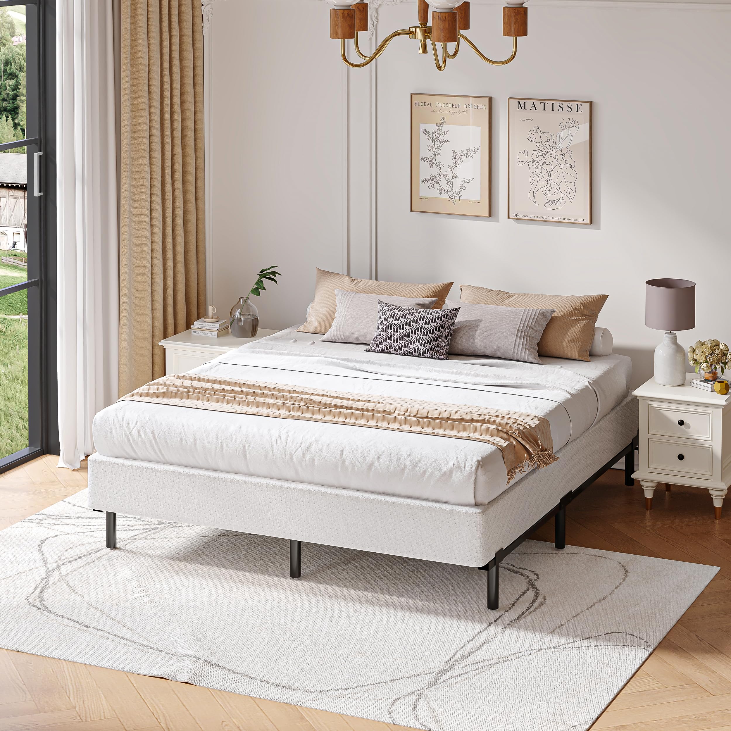 QQNNQIANG Queen Box Spring removable cover enables simple cleaning
