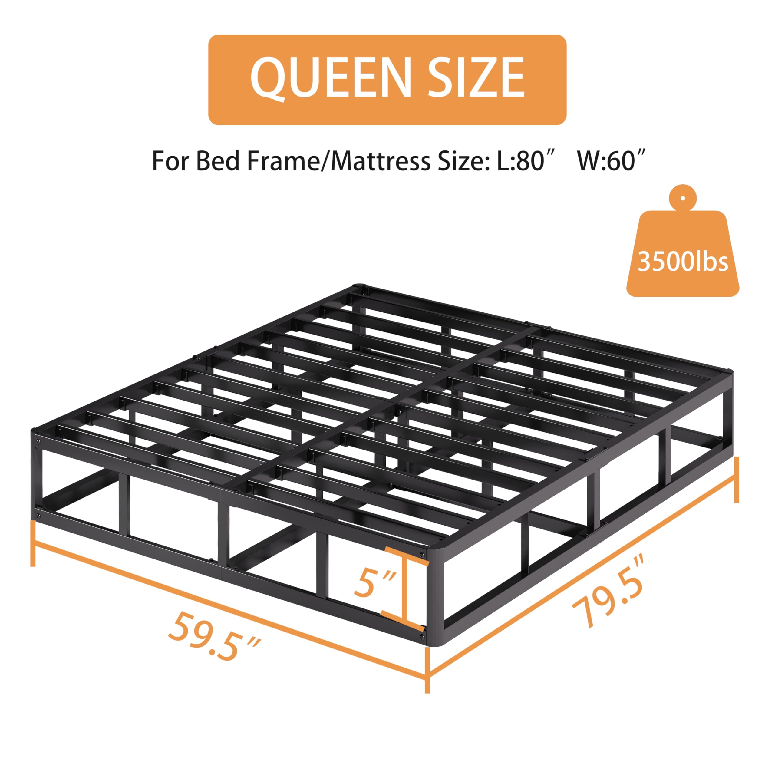 QQNNQIANG Queen Box Spring side profile highlights its low-profile under-mattress fit