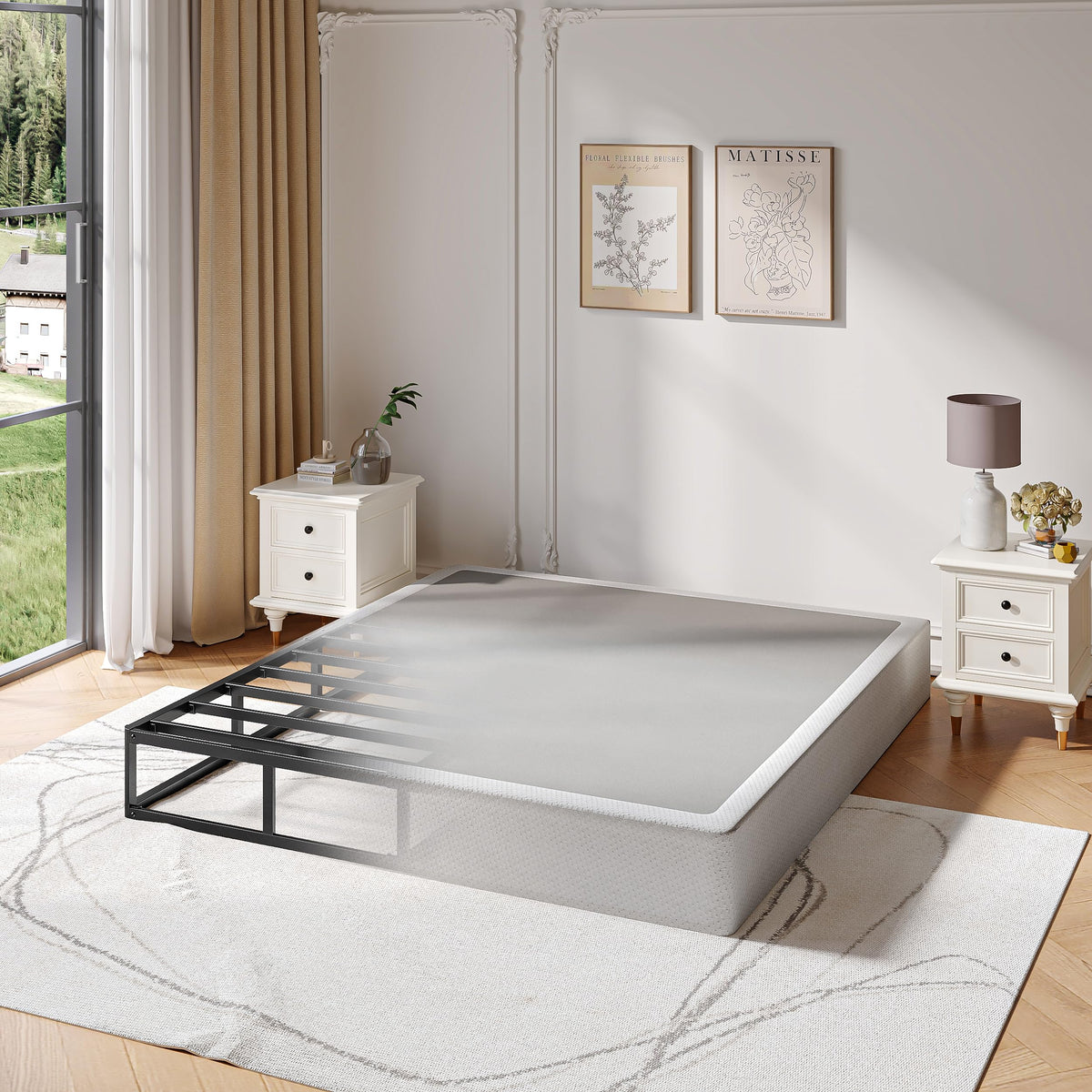 QQNNQIANG Queen Box Spring top view shows sturdy support for mattresses