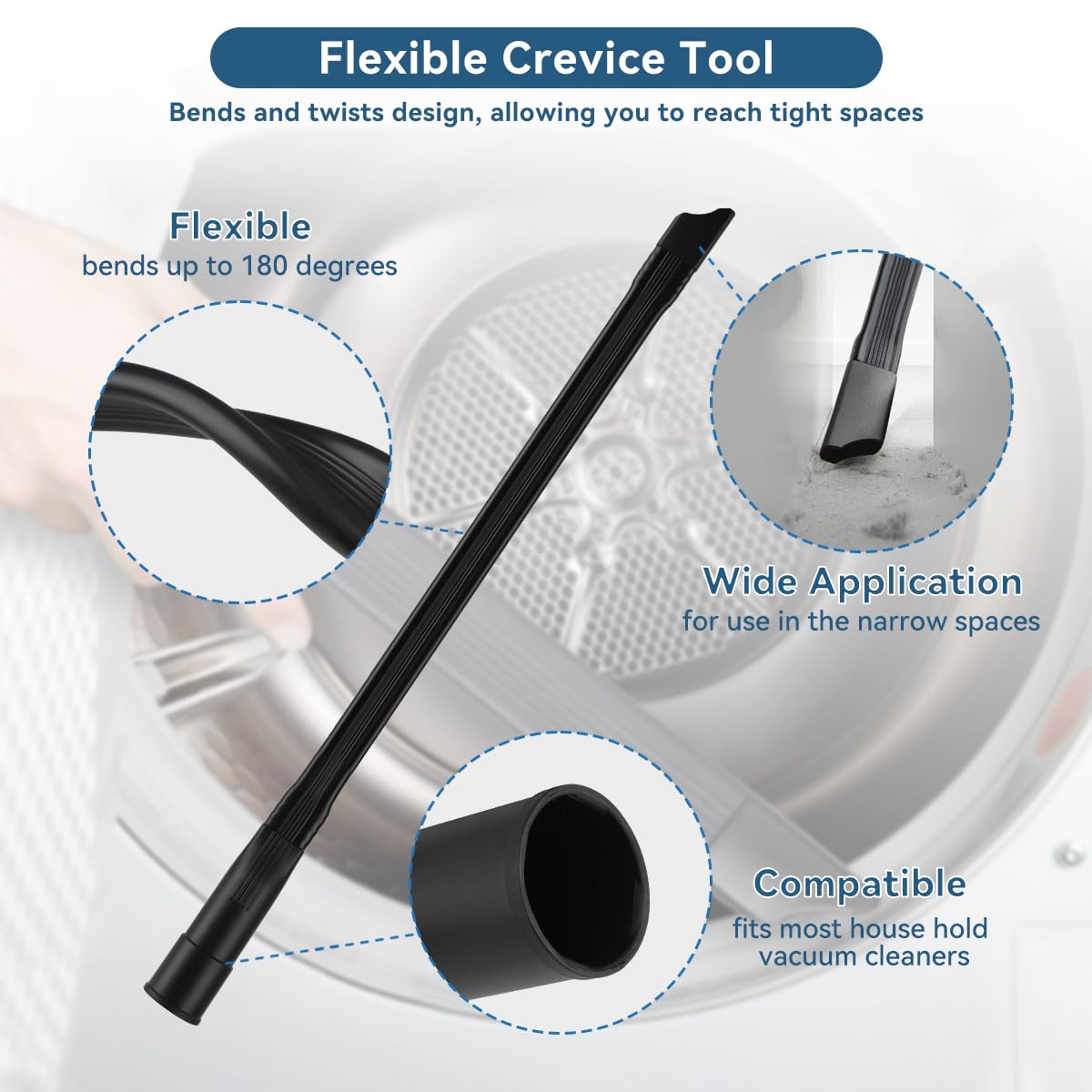 QRUIHC 2-in-1 crevice tool for precise and broad pickup.