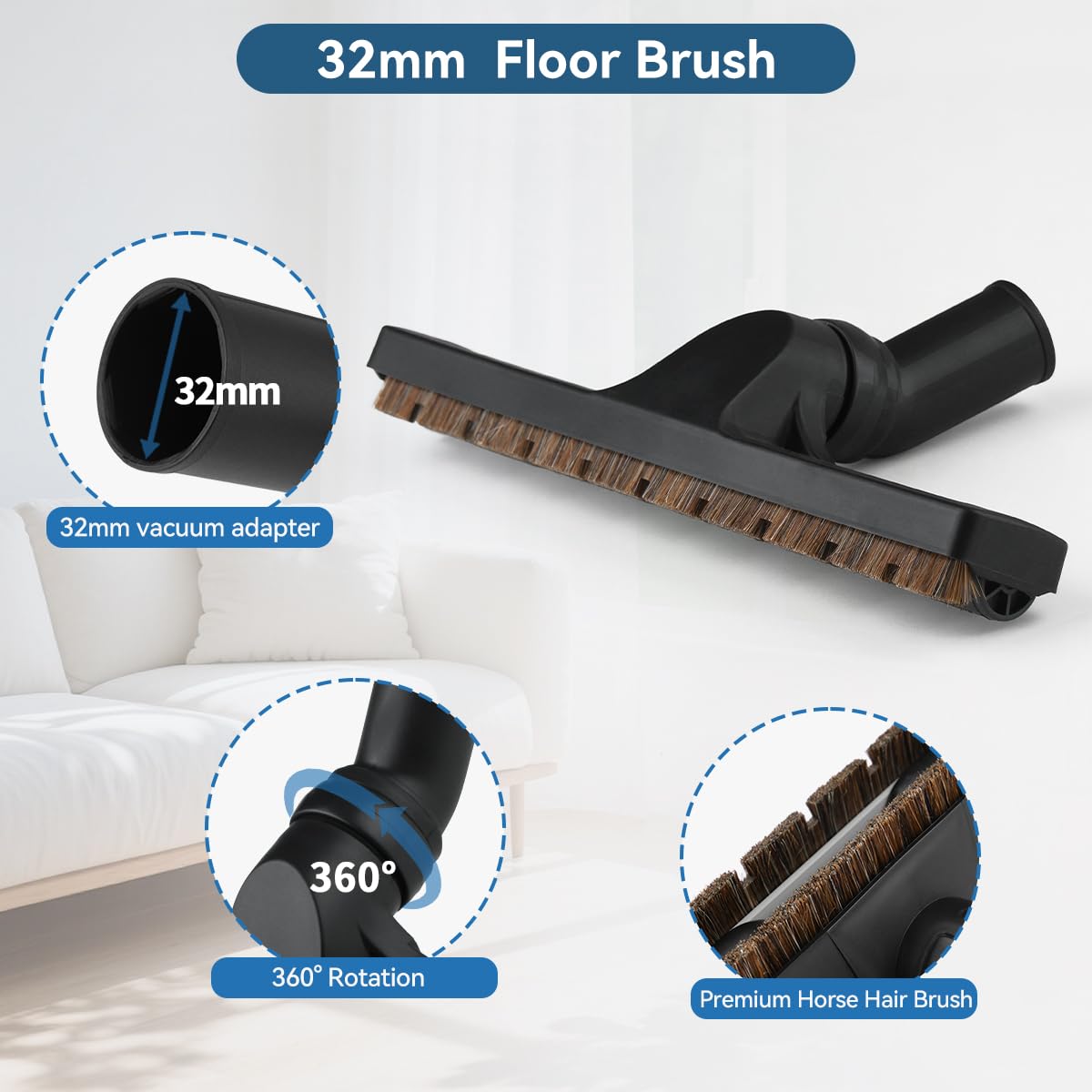 QRUIHC utility nozzle with brush for dusting efficiently.