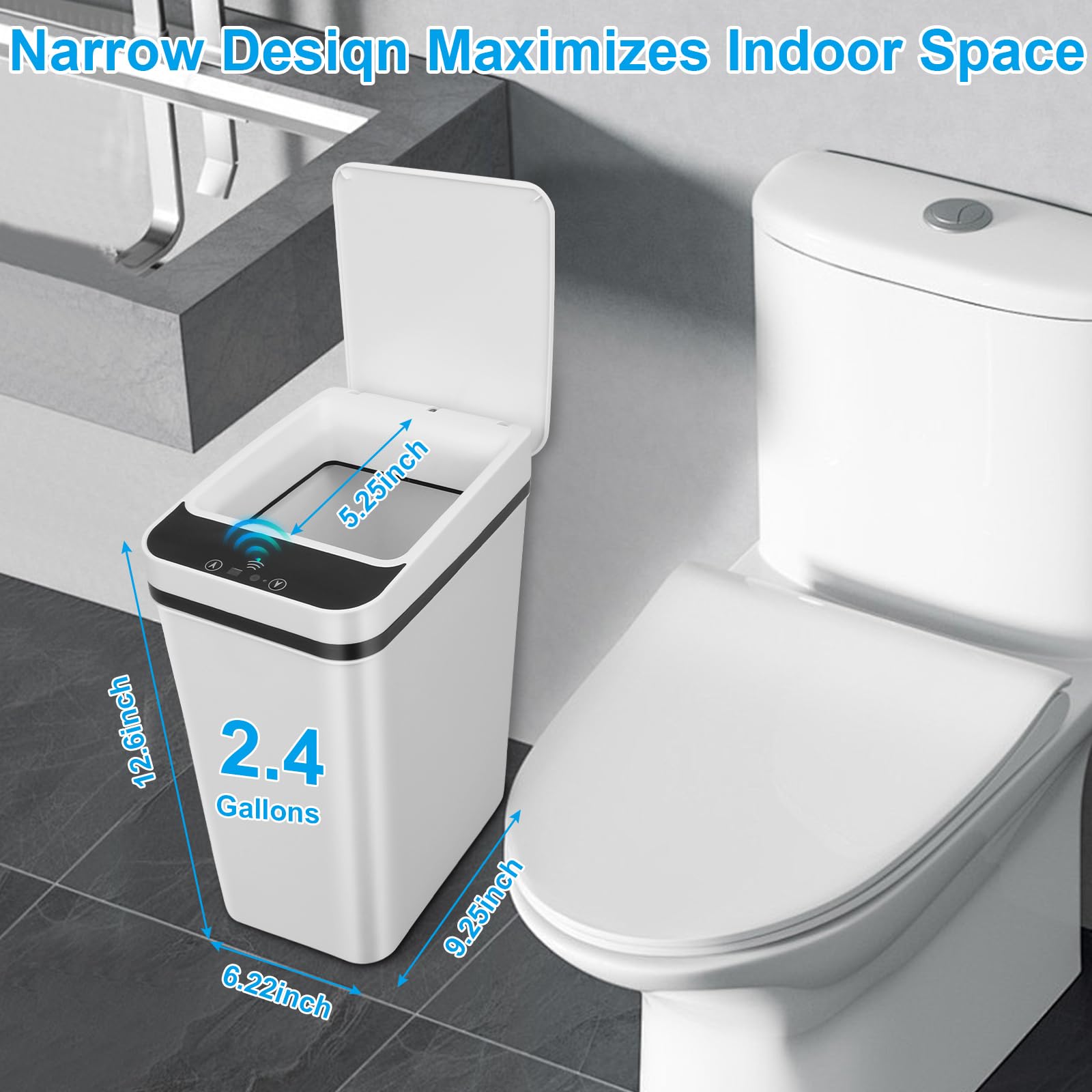 QSFWCSM sensor-activated lid in action for convenient, touchless disposal.