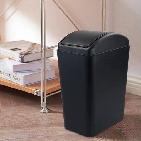 Qskely living room trash can with swing lid keeps space tidy