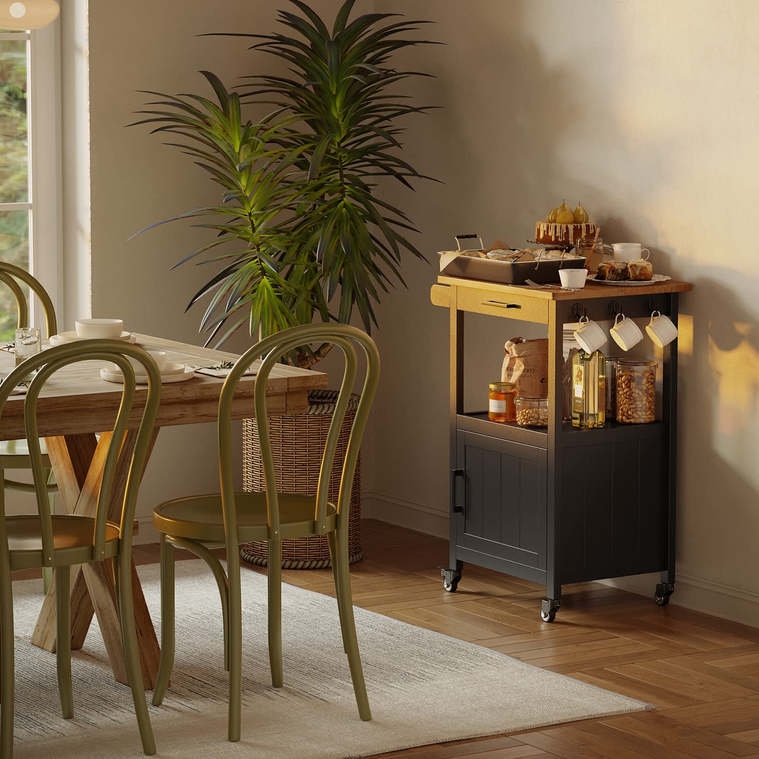 QSUN kitchen island assembly guide illustrating step-by-step setup