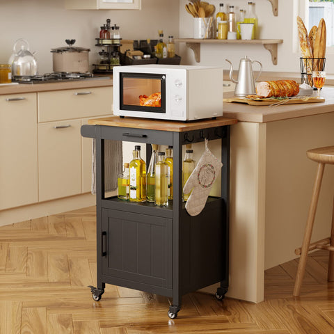 QSUN lockable wheels on kitchen island provide stable position when needed