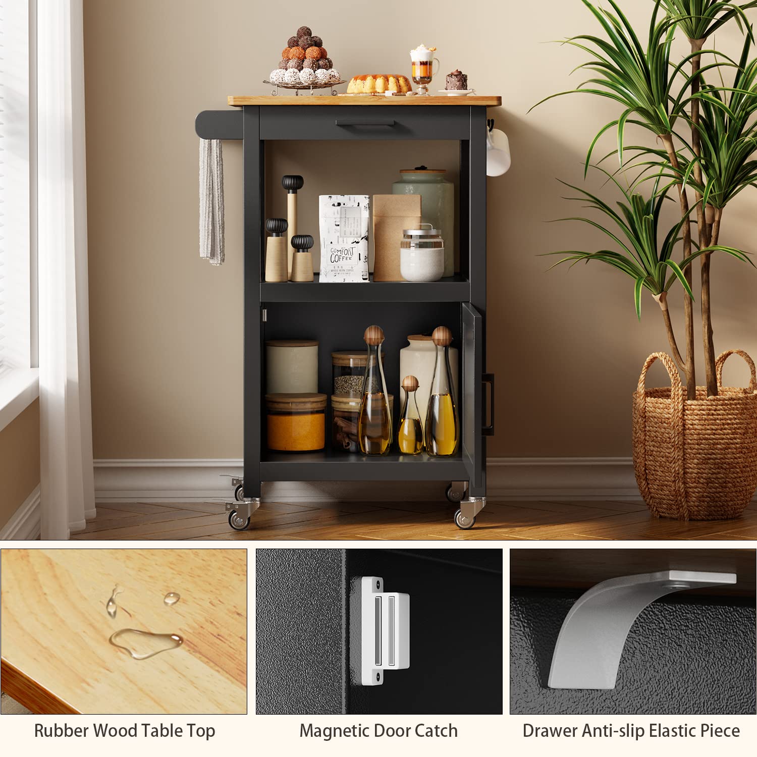 QSUN kitchen island storage cabinet concealed behind a door for organized storage