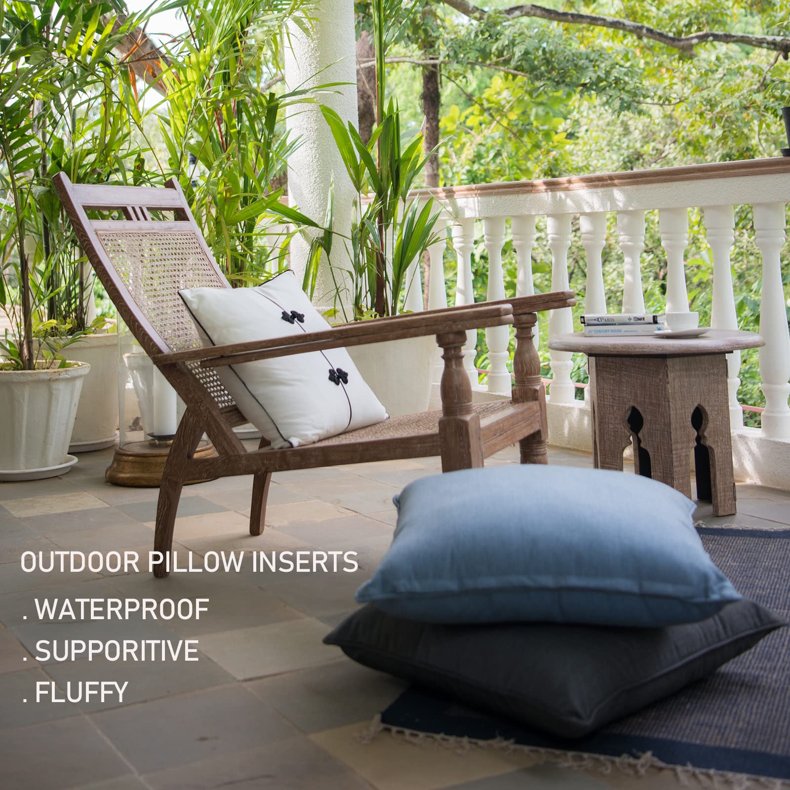 QSWRD waterproof outer fabric provides stain resistance for outdoor cushions.