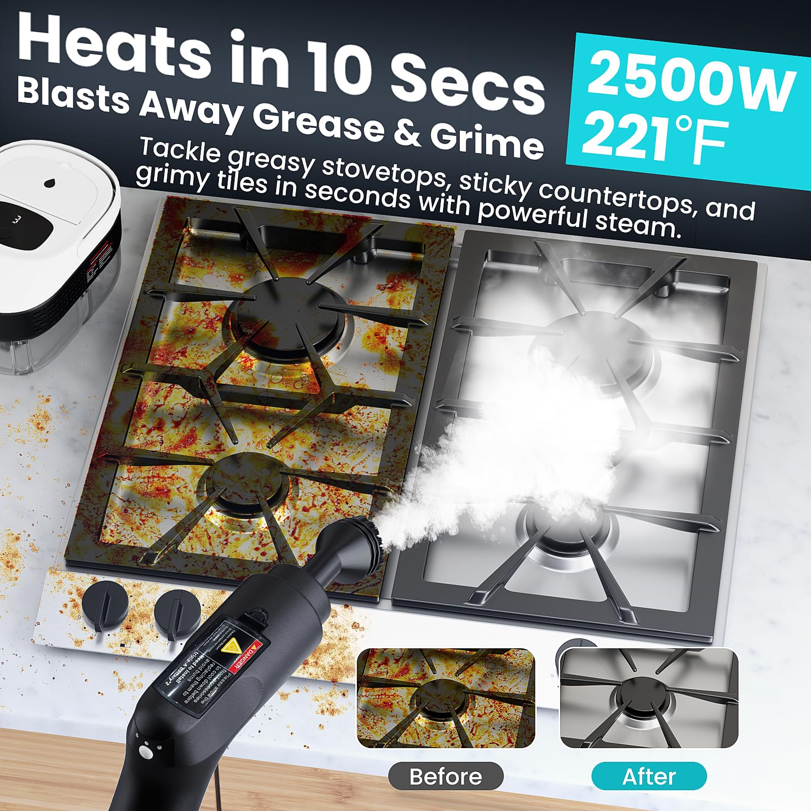 QTDHG Handheld Steam Cleaner with high-pressure control for grout and grime