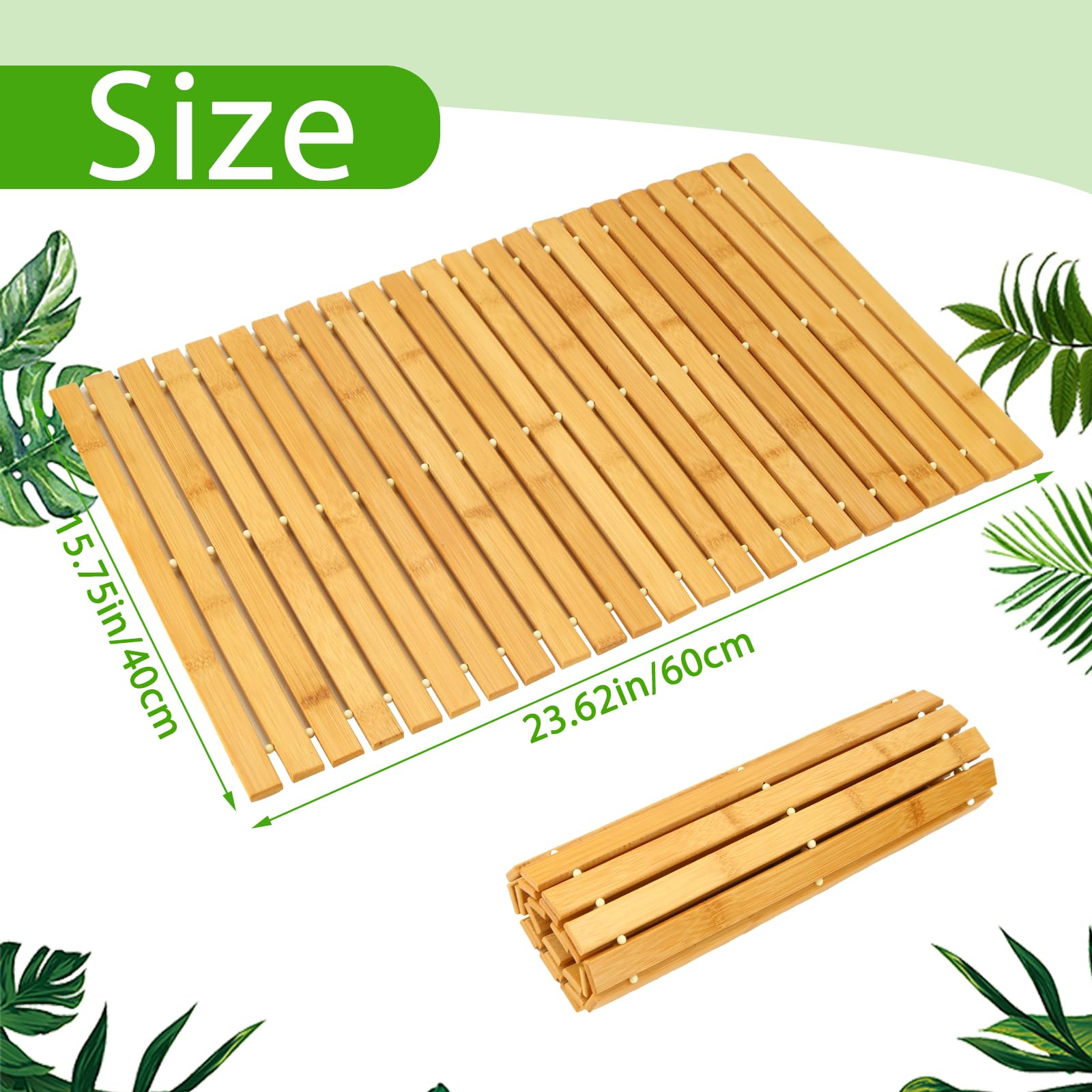 QTLCOHD bamboo mat showing non-slip underside for secure placement