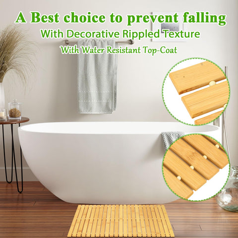 QTLCOHD foldable bamboo floor mat ready for compact storage