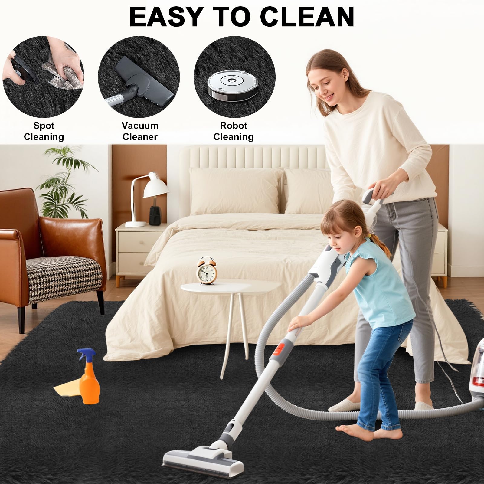 QTOWEJH easy-clean rug ideal for quick spot-cleaning and maintenance