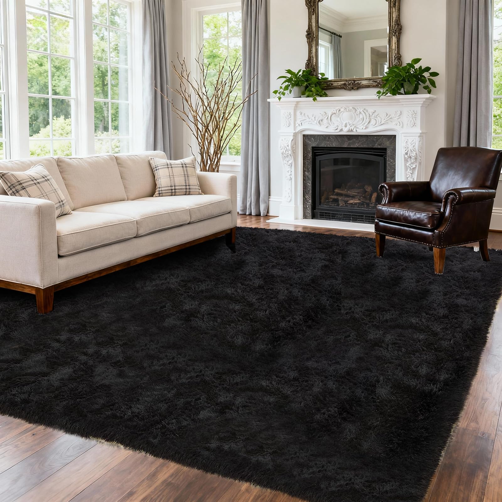 QTOWEJH plush fuzzy bedside rug adds warmth to cozy mornings