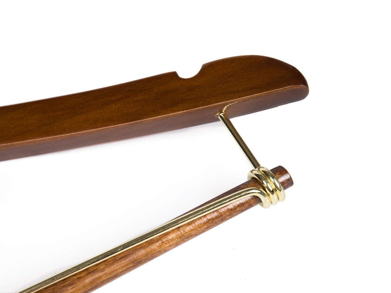 Quality Hangers walnut finish close-up highlighting craftsmanship and texture.
