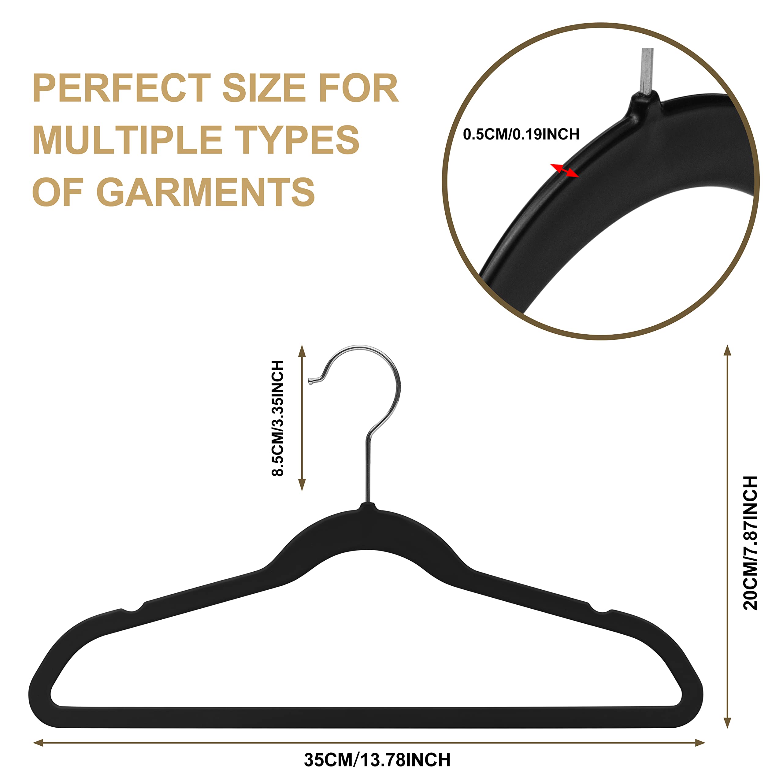 Quality Hangers ABS plastic hanger with 365-degree swivel hook.