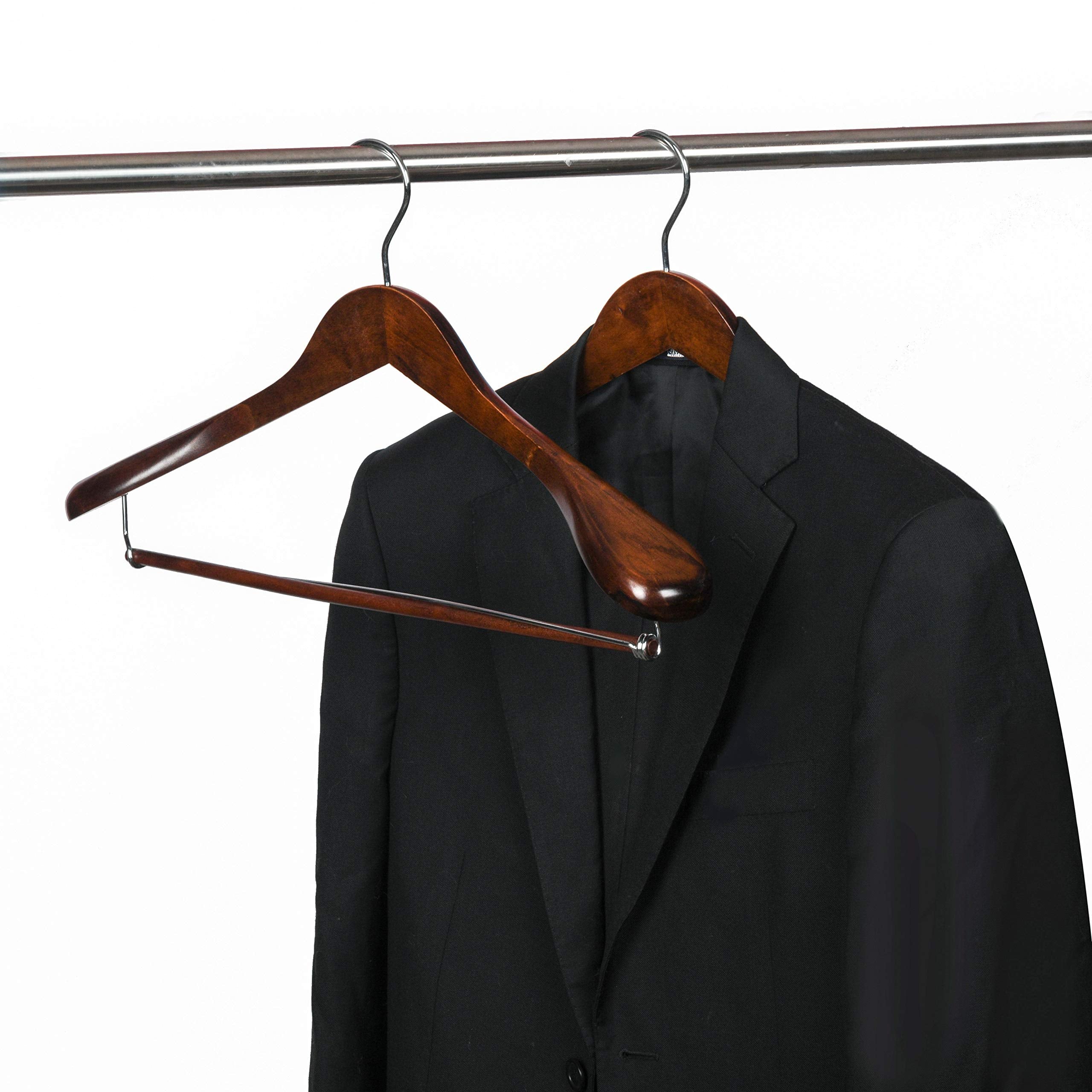 Quality Hangers wooden hanger with locking bar keeps garments together neatly