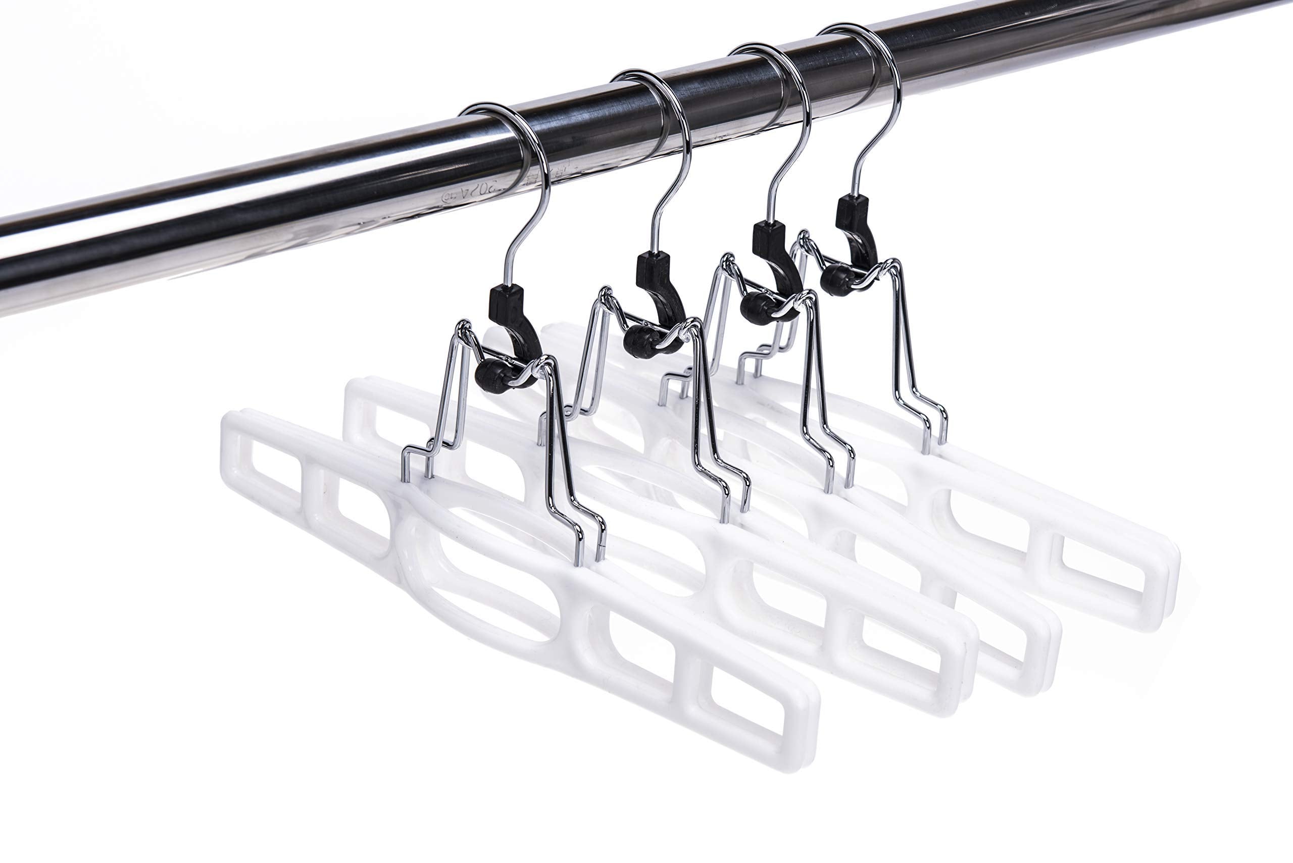 Quality Hangers locking-clasp design protects delicate skirts from marks.