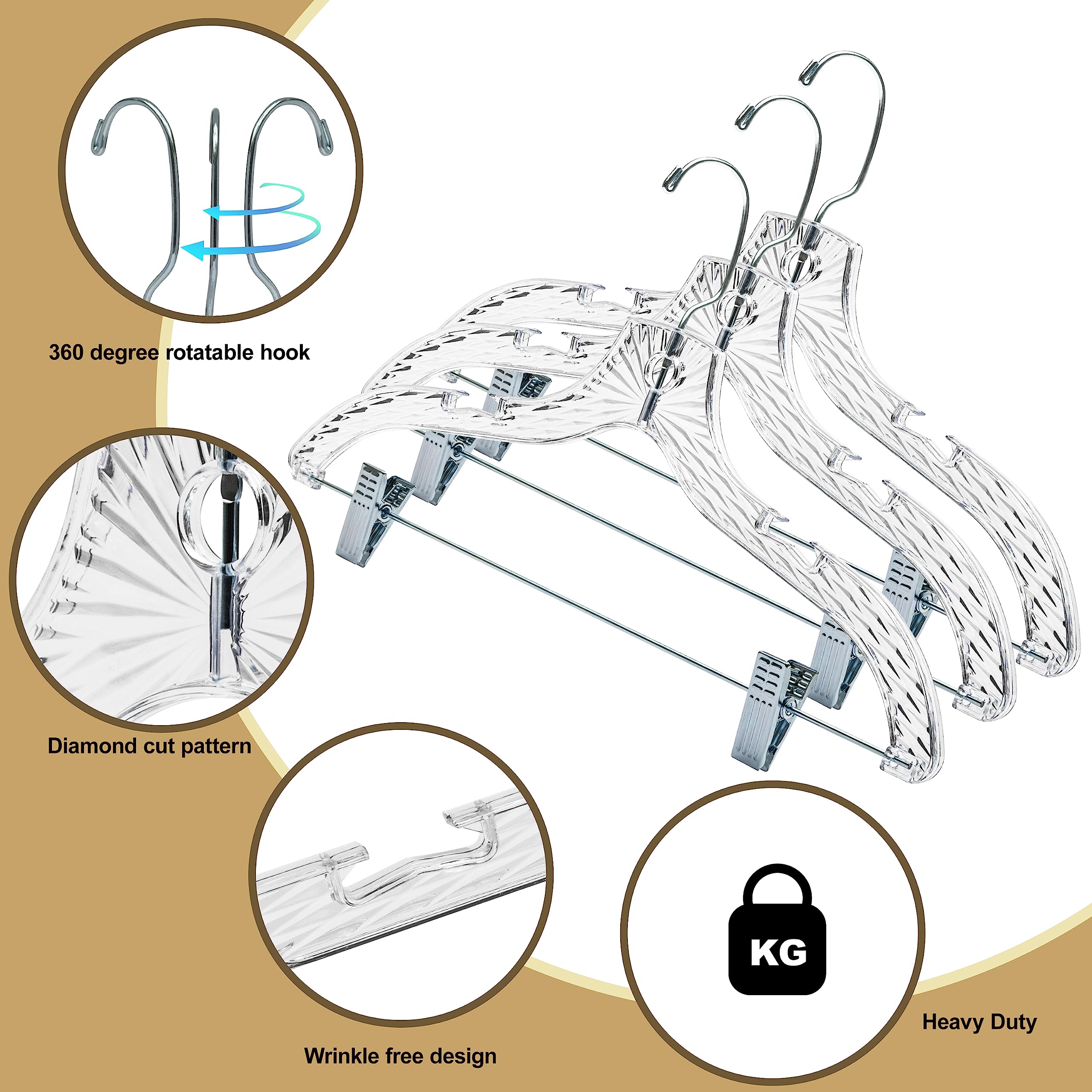 Quality Hangers non slip clear hangers keep garments in place