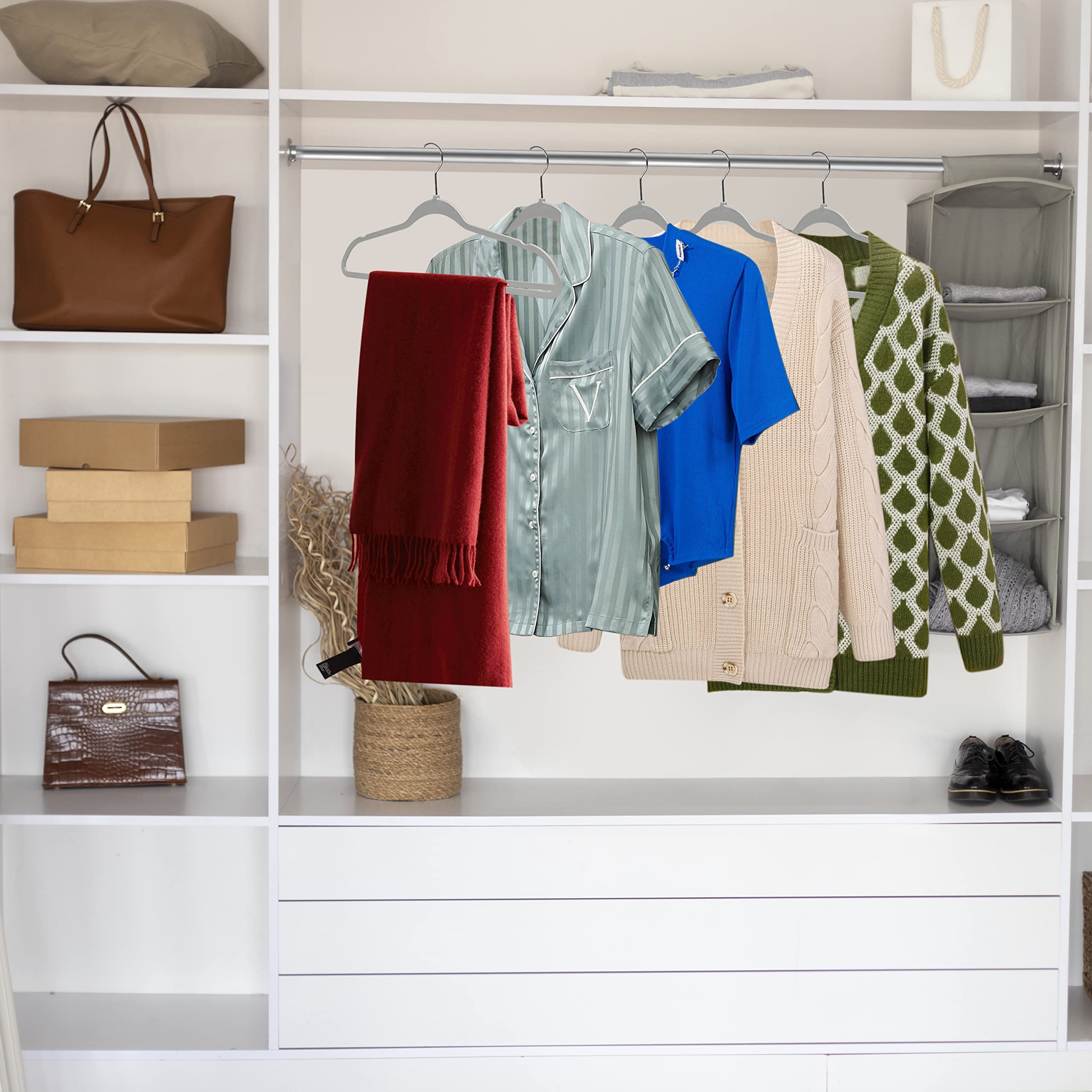 Quality Hangers with non-slip notches to keep shirts in place securely.