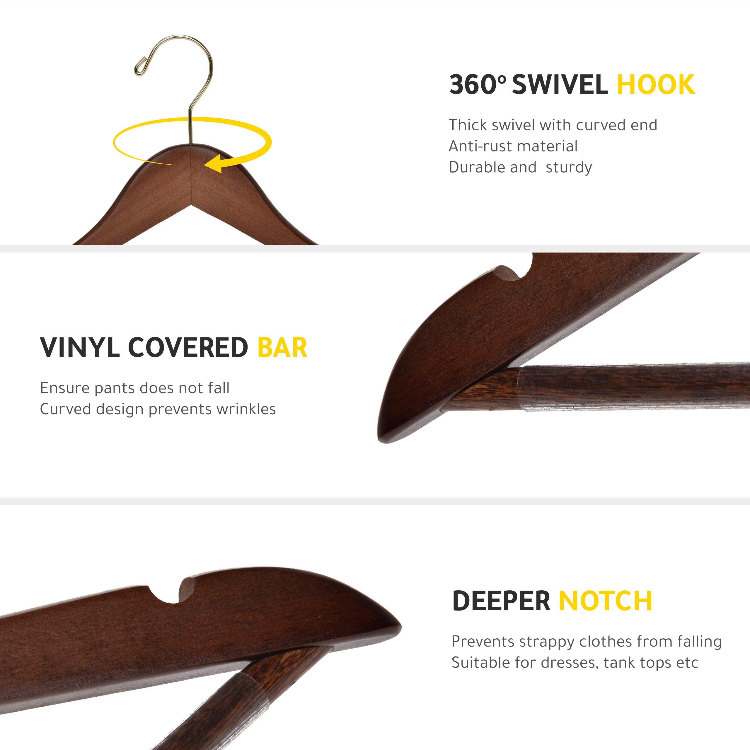 Quality Hangers round-ending hook adds elegance and prevents snagging on garments.