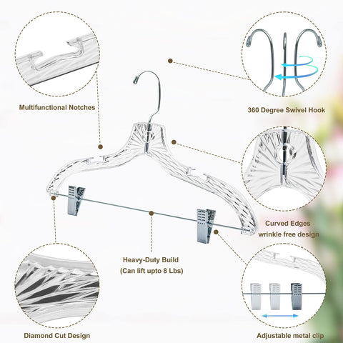 Quality Hangers rubber-padded clips secure garments without slipping or leaving marks.