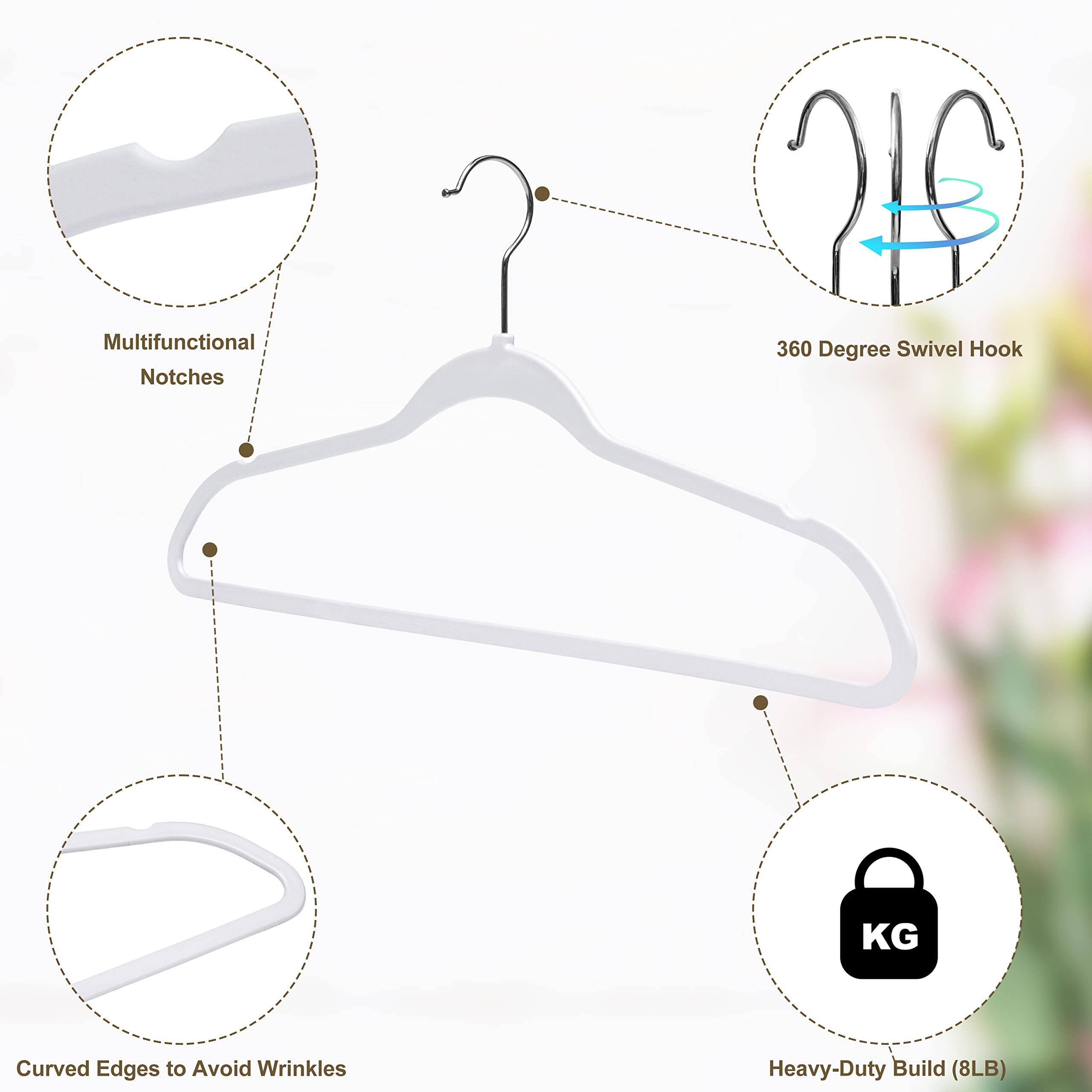 Quality Hangers space-saving design maximizes small closets.