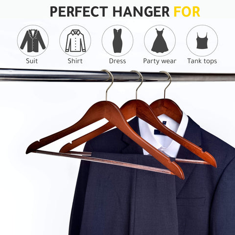 Quality Hangers thick lotus wood provides sturdy support for heavy coats and jackets.