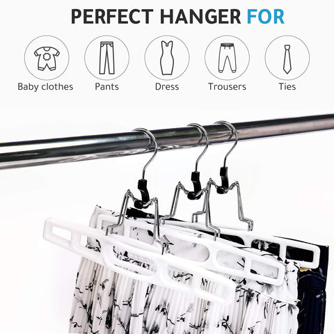 Quality Hangers thin space-saving pant hangers maximize closet room and accessibility.