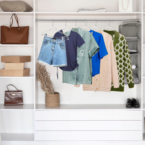 Quality Hangers transparent design blends with any wardrobe.