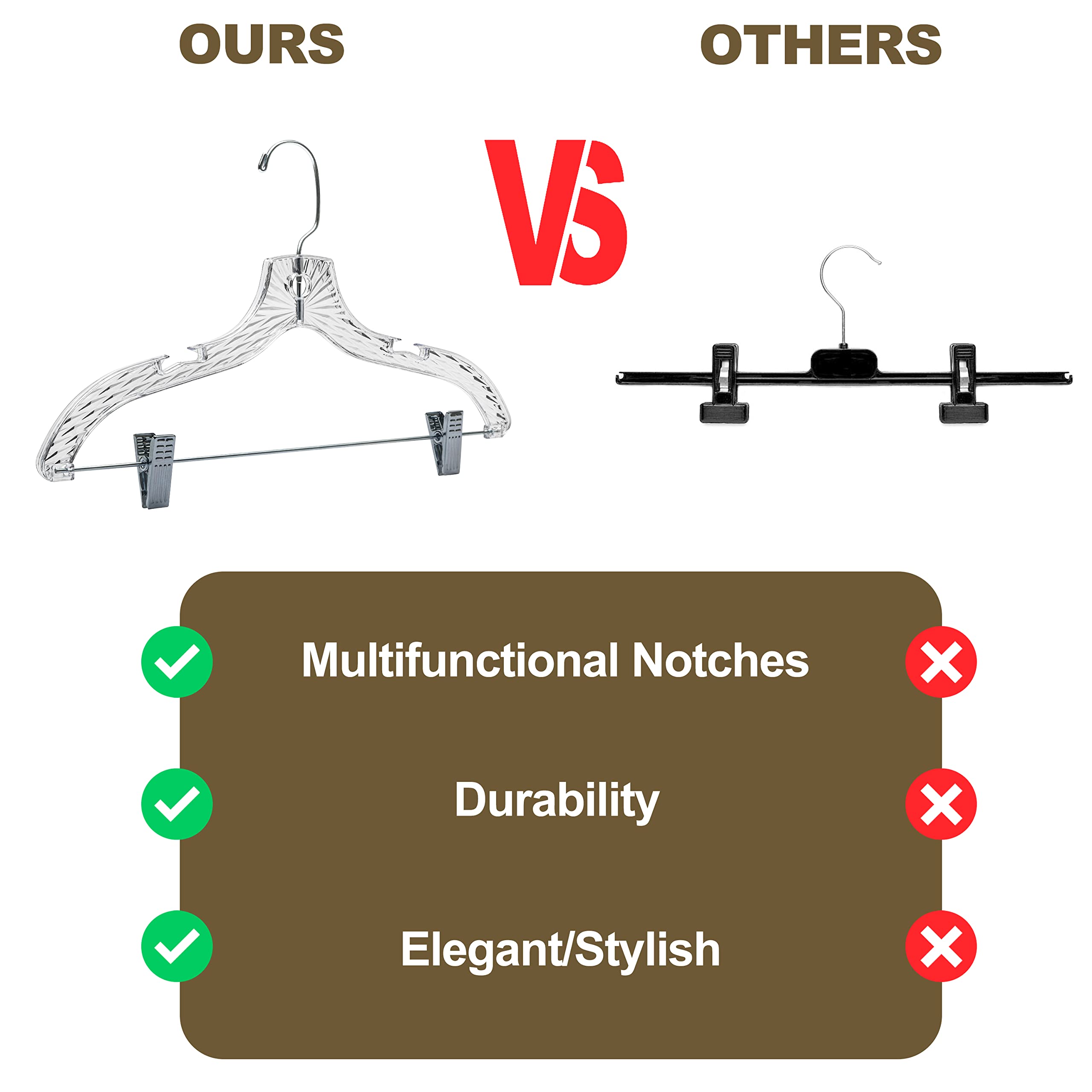 Quality Hangers versatile hanger supports multiple garment types in one place.