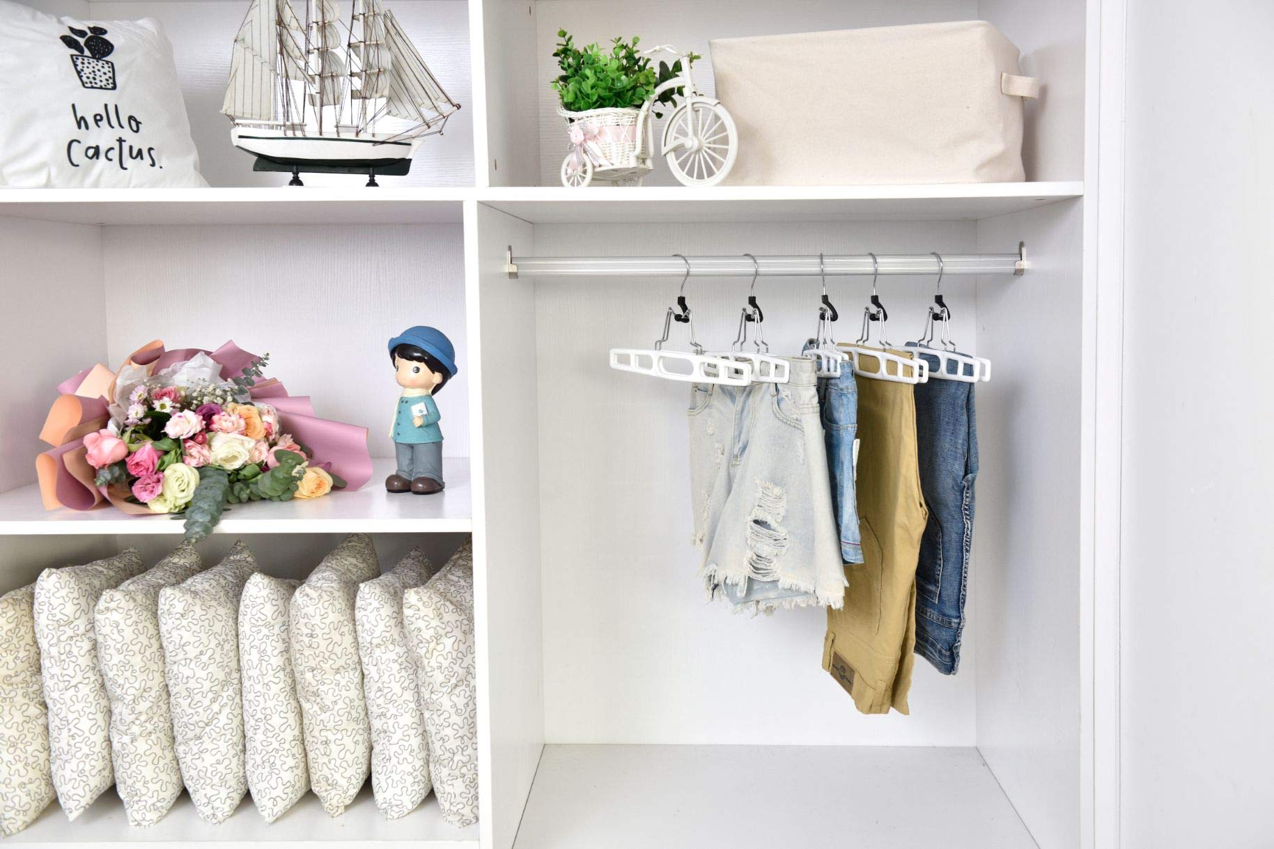 Quality Hangers space-saving design declutters wardrobes and simplifies outfit selection.