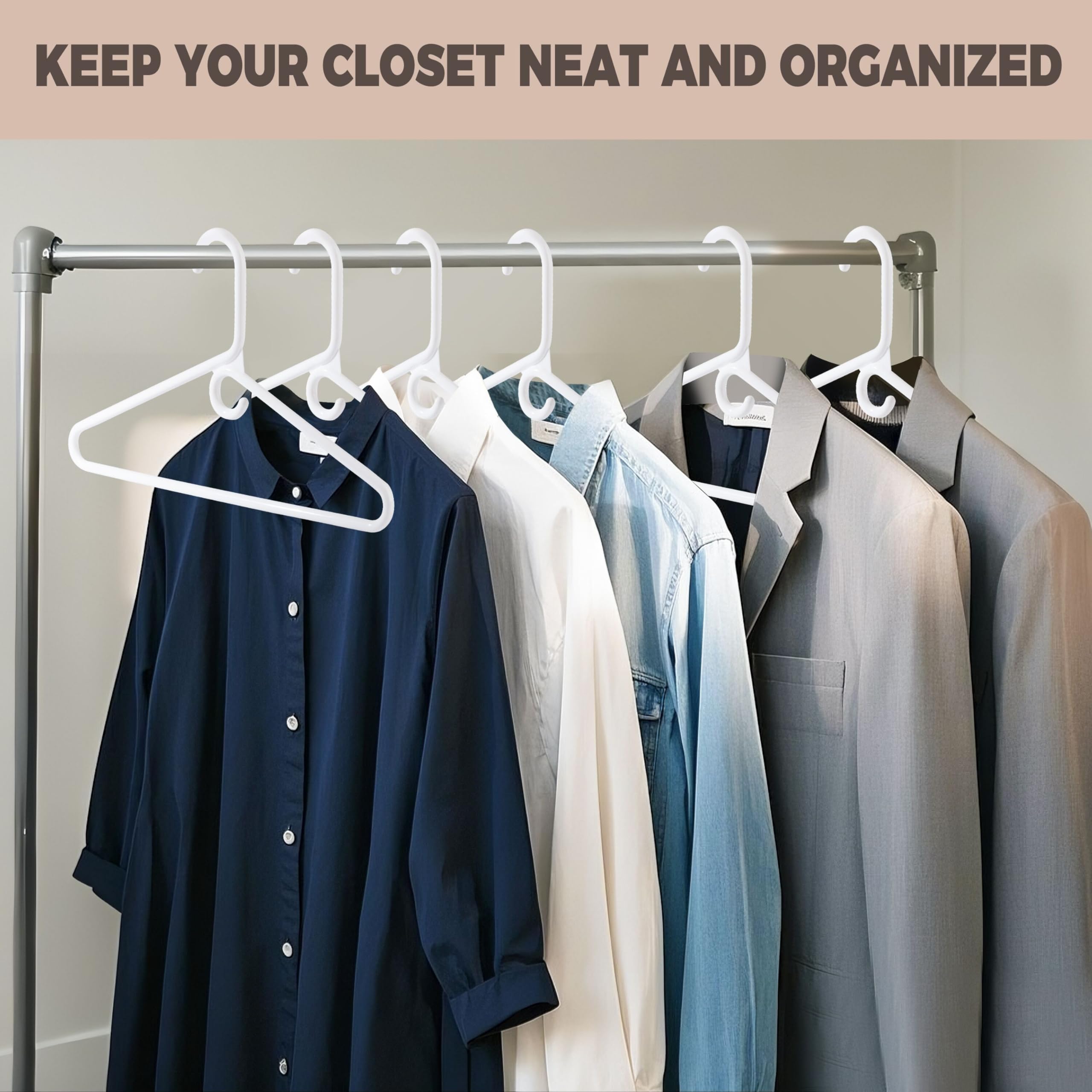 Quality Hangers stack in a closet for easy access and organization