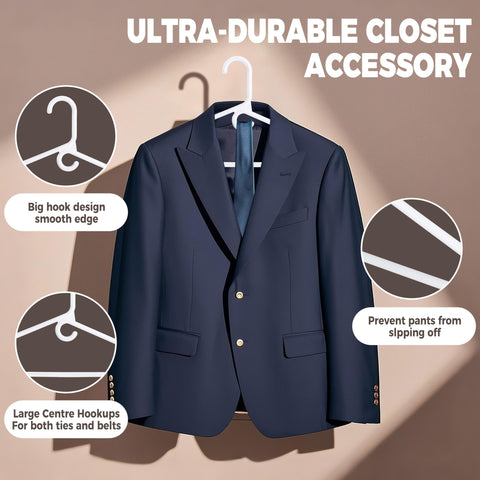 Quality Hangers with hooks for scarves and belts to simplify outfit pairing