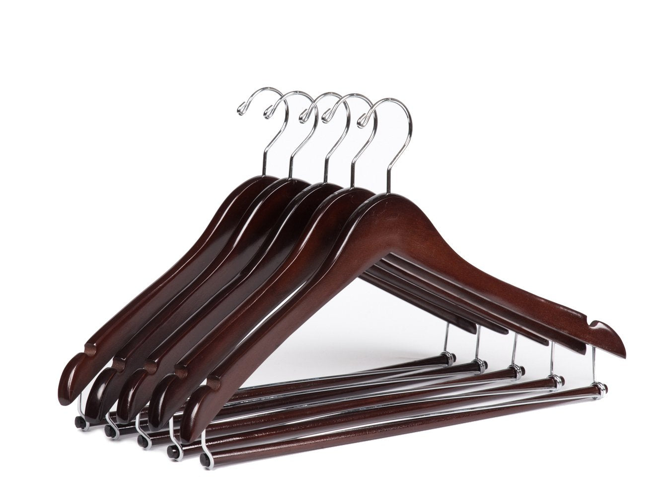 Quality Hangers wooden hangers with mahogany finish for elegant wardrobes
