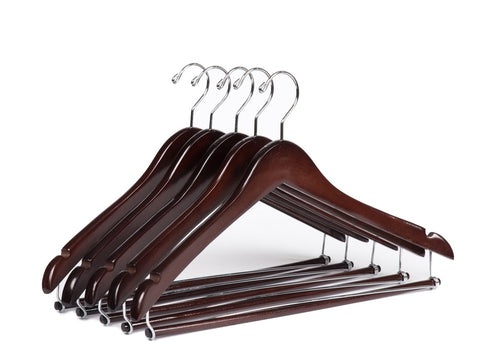 Quality Hangers wooden hangers with mahogany finish for elegant wardrobes