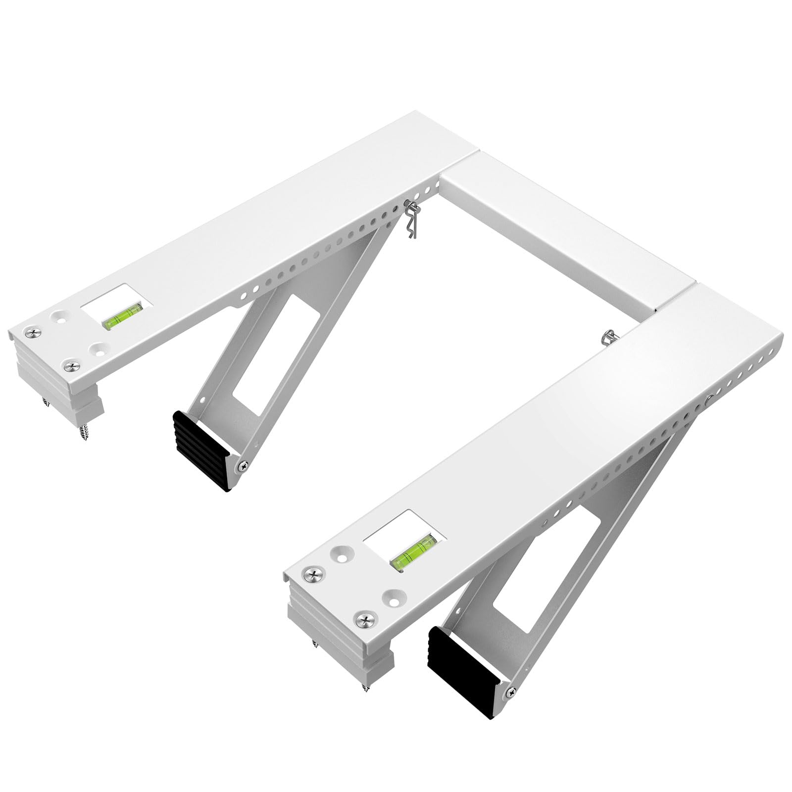 Qualward window AC bracket with two arms supports heavy units up to 180 lbs.