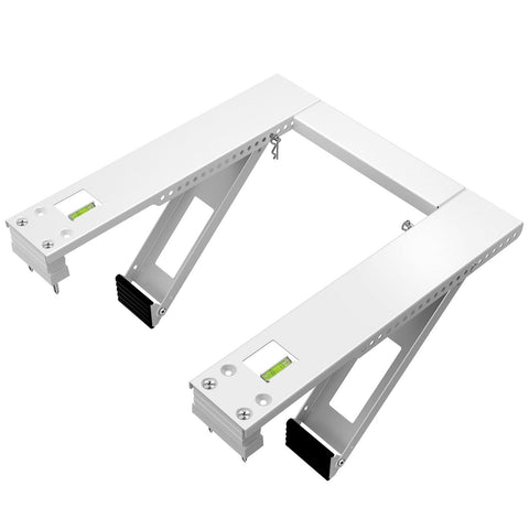 Qualward window AC bracket with two arms supports heavy units up to 180 lbs.