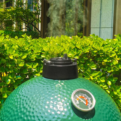 Quantfire cap replacement for Big Green Egg boosts smoke and moisture management