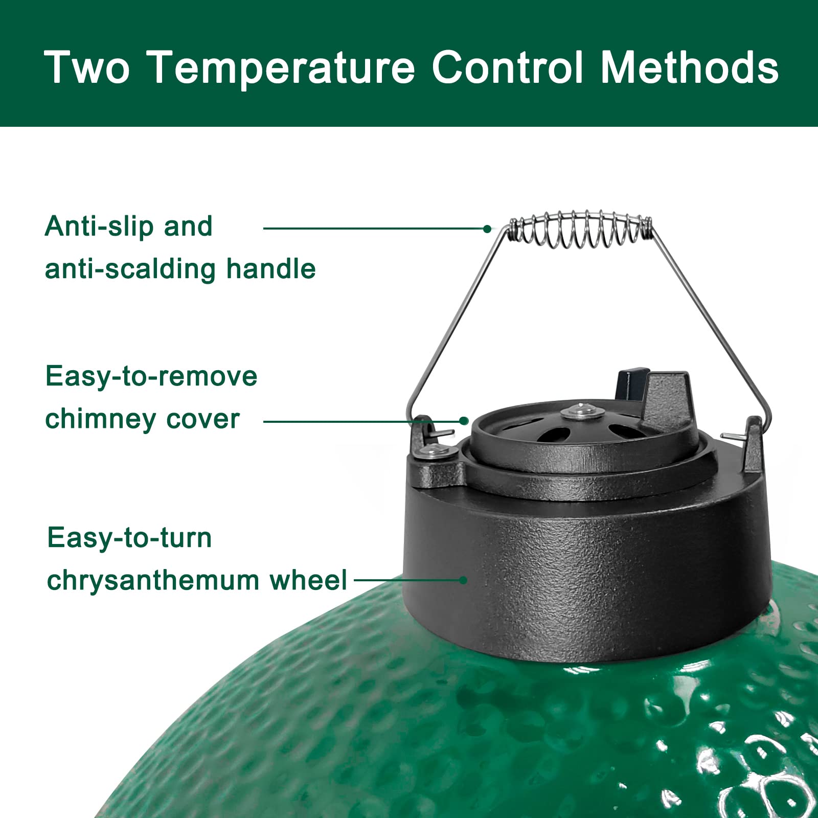 Quantfire cast-iron cap compatible with medium to XXL Big Green Egg models