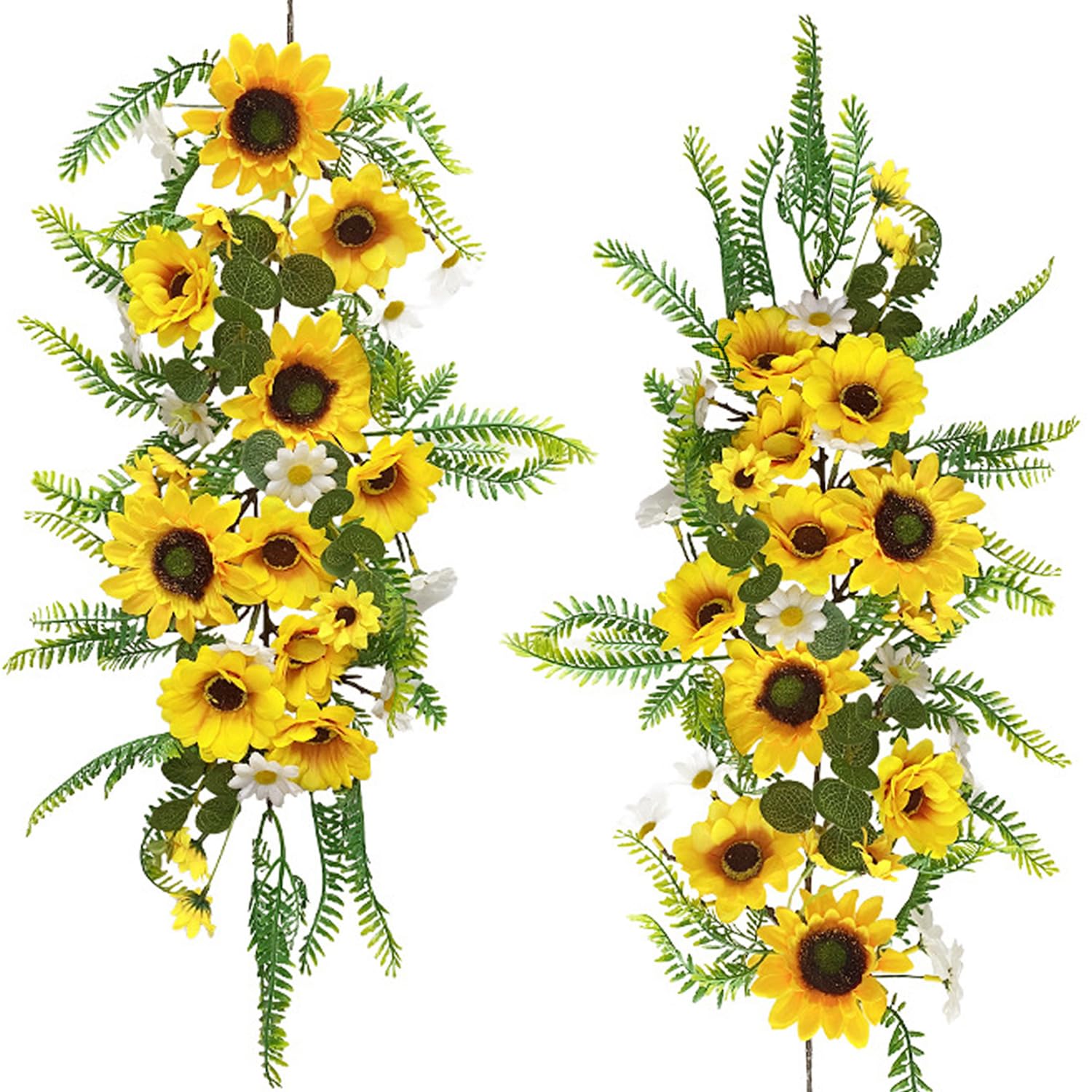 QuarenDen artificial sunflower garland 2pcs ready for chic flatlay decor.