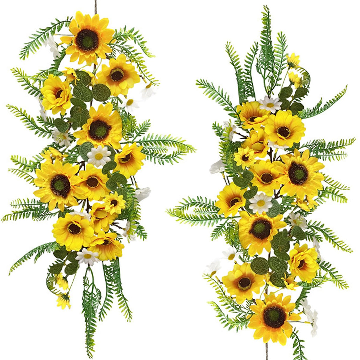 QuarenDen artificial sunflower garland 2pcs ready for chic flatlay decor.