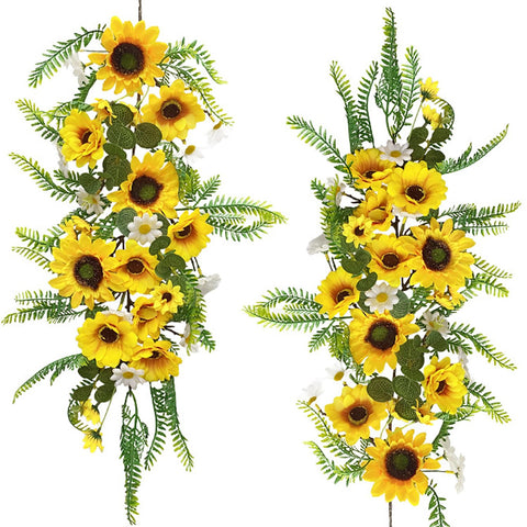 QuarenDen artificial sunflower garland 2pcs ready for chic flatlay decor.