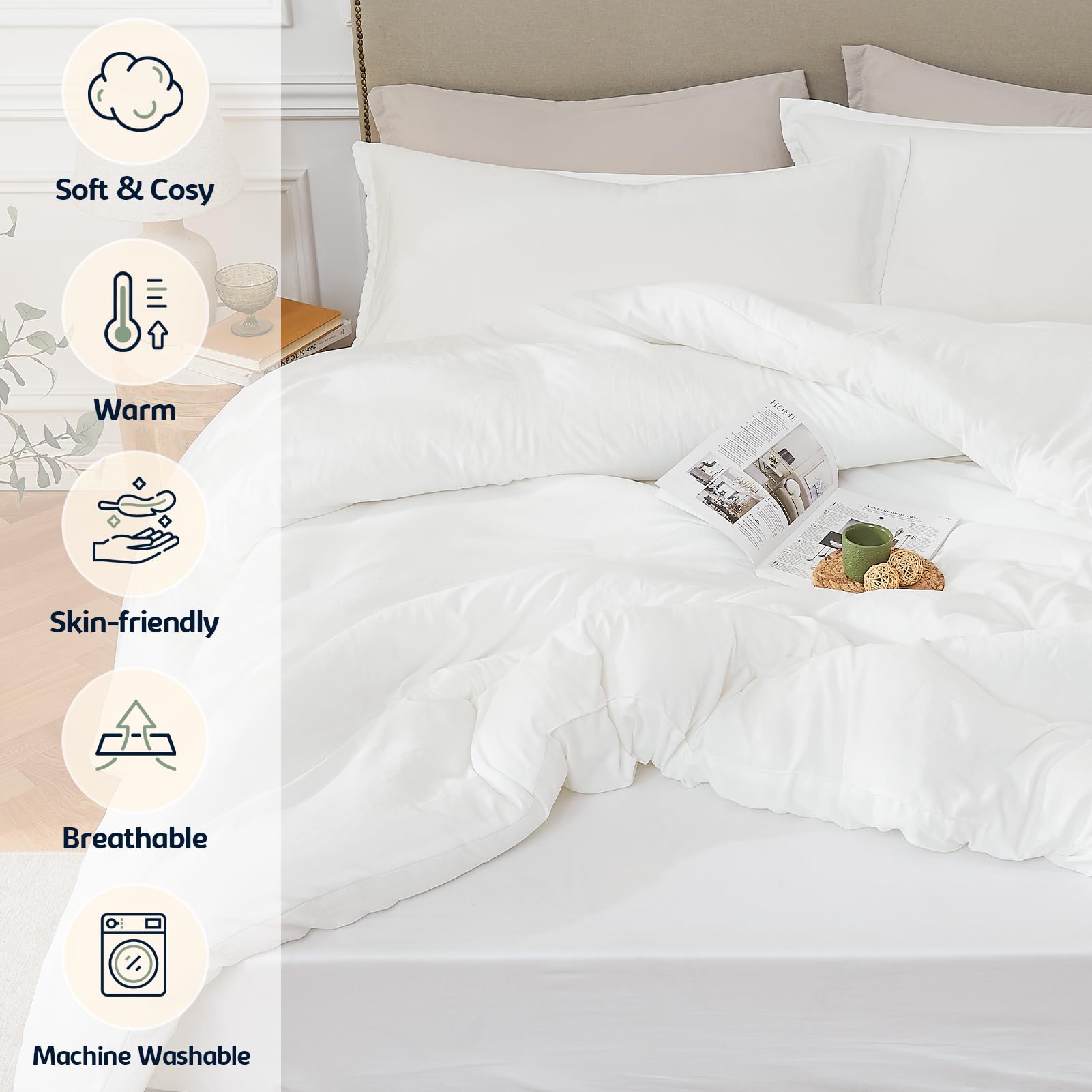 Quataly Queen Pillowcase White 20x26 offers smooth, breathable use for restful nights.