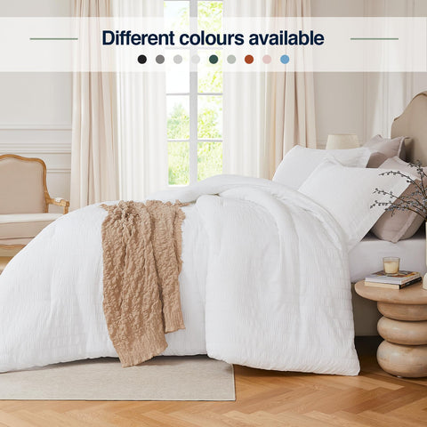 Quataly White Queen Comforter Set all-season versatility suits year-round sleep.