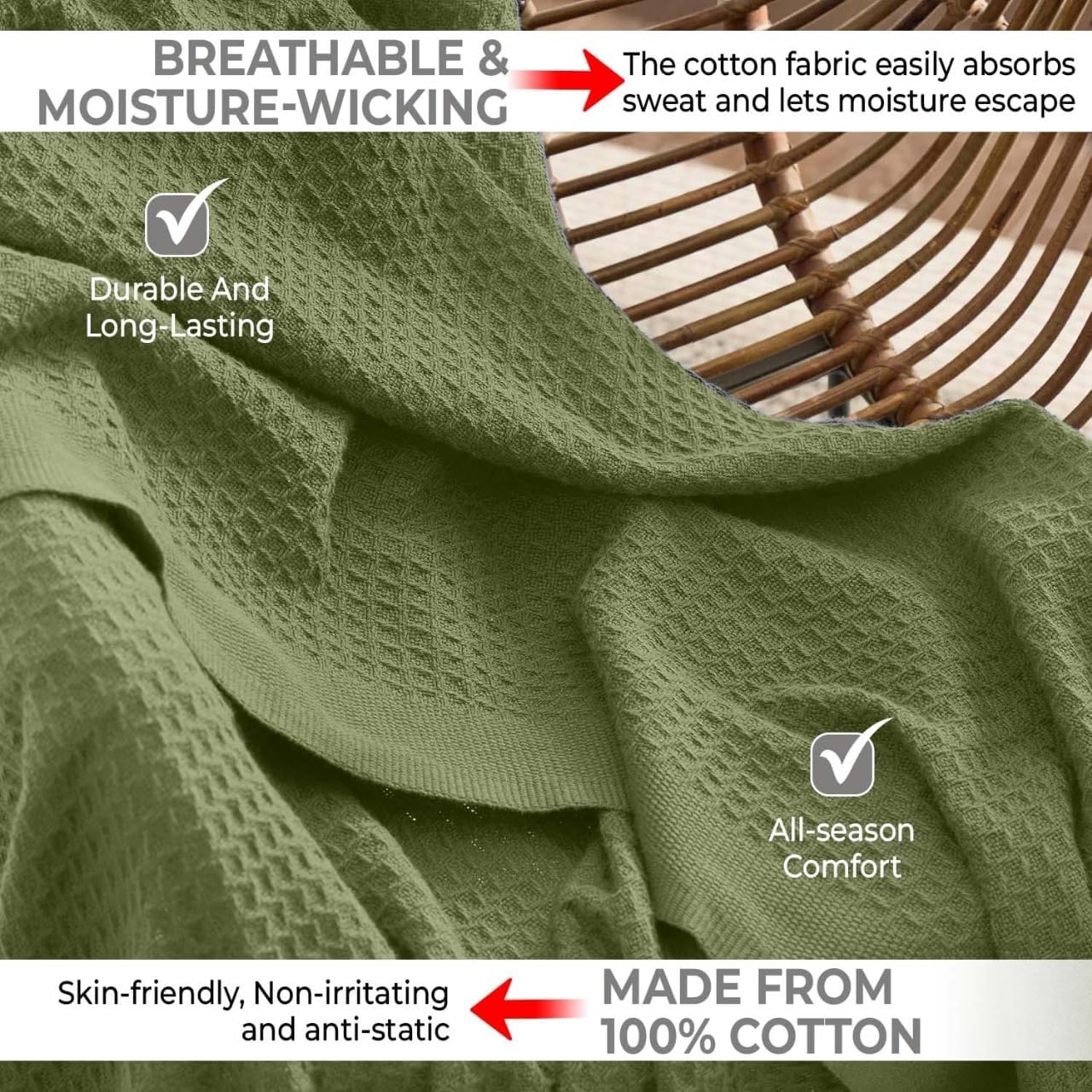 QUBA LINEN care instructions note natural cotton shrinkage allowance for long lasting softness