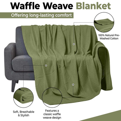 QUBA LINEN close-up of 100% cotton waffle texture showing softness and breathability
