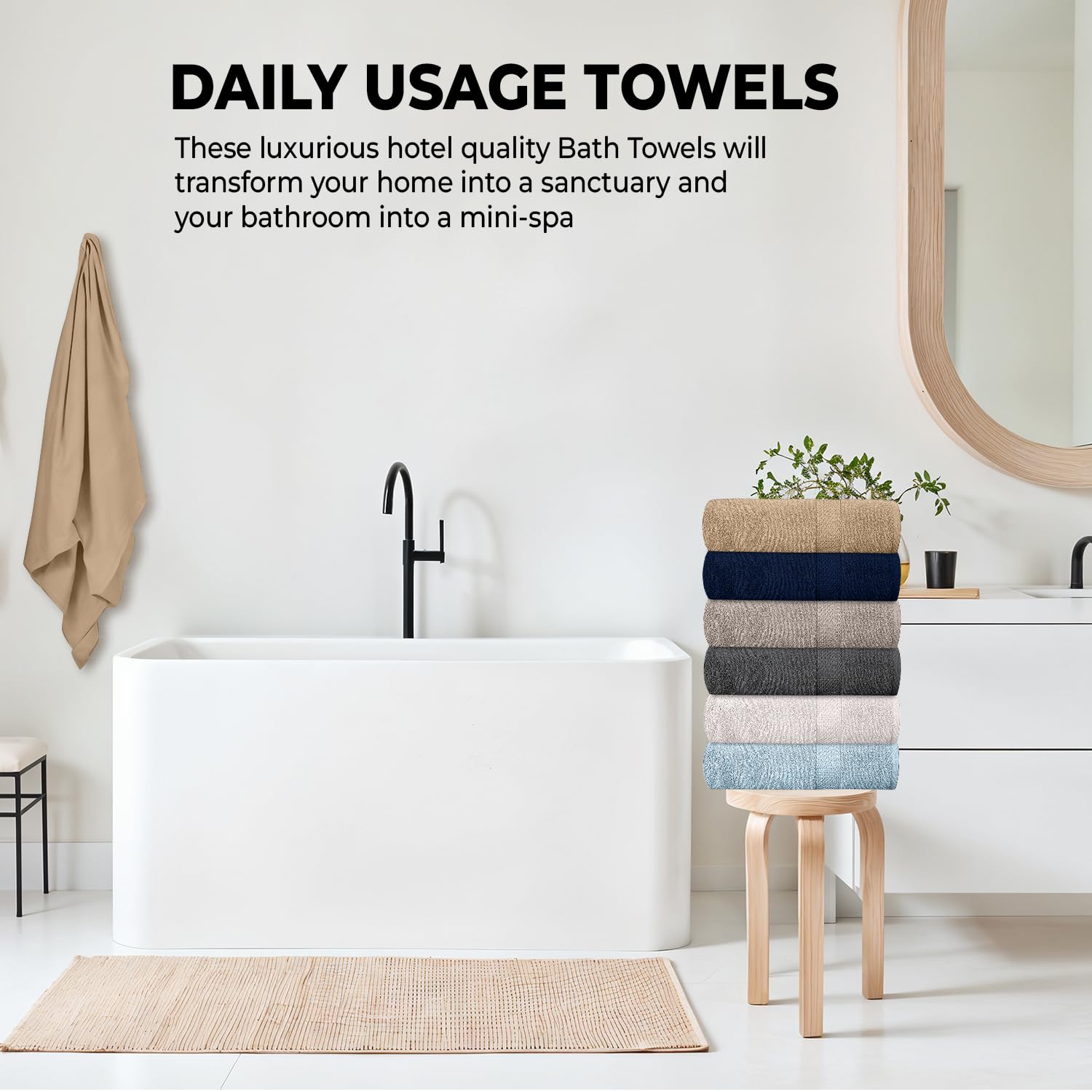 QUBA LINEN highly absorbent towels soak up water quickly after pool or shower.