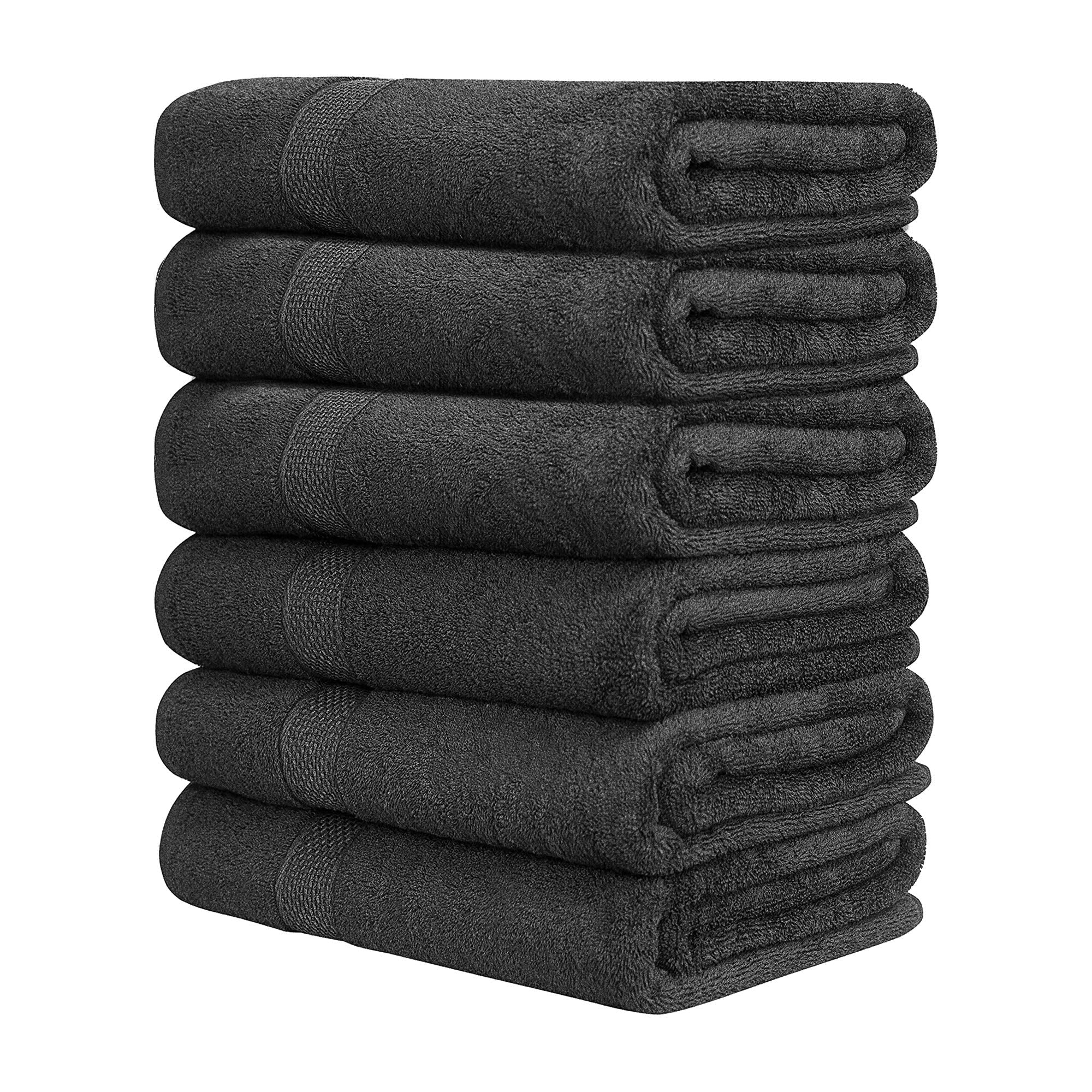 QUBA LINEN hotel spa towels grey close-up showing plush cotton texture